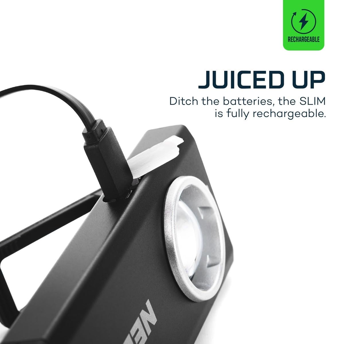 NEBO Slim Work Light - USB Rechargeable COB LED Flashlight, 500 Lumens, Black, One-Size, Model NEB-POC-0001, Hands-Free Design