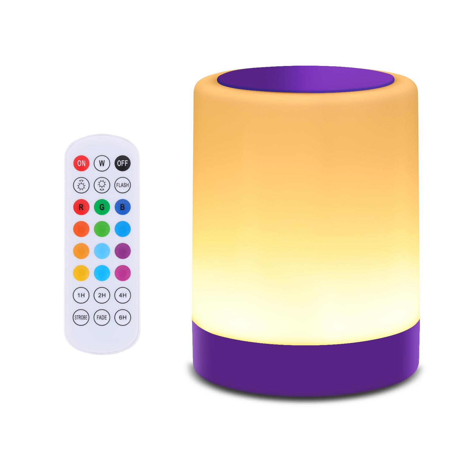 OORUN Touch Bedside Table Lamp, USB Rechargeable, 13 RGB Colors, 5 Brightness Levels, 3.74inD x 3.74inW x 4.8inH