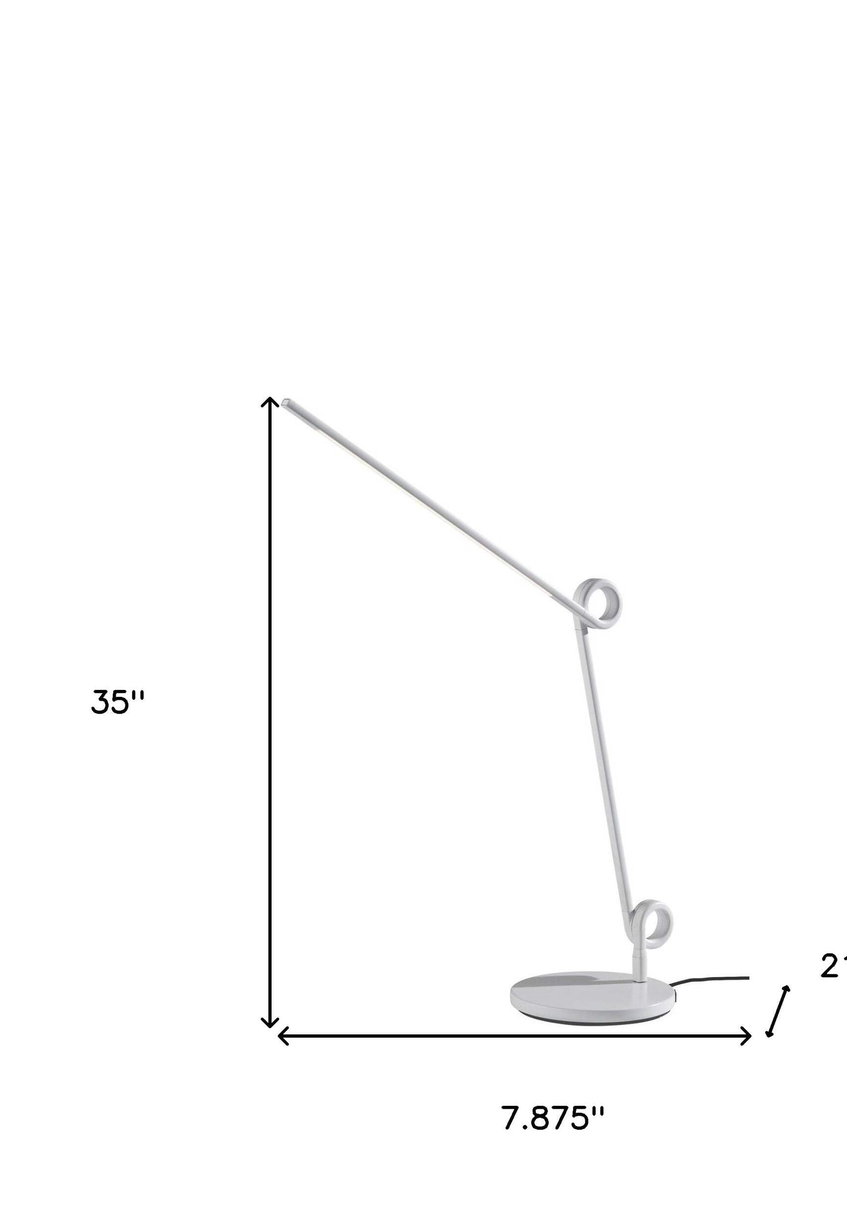 Homeroots 524640 35 In. Metal Novelty Desk Led Usb Table Lamp White