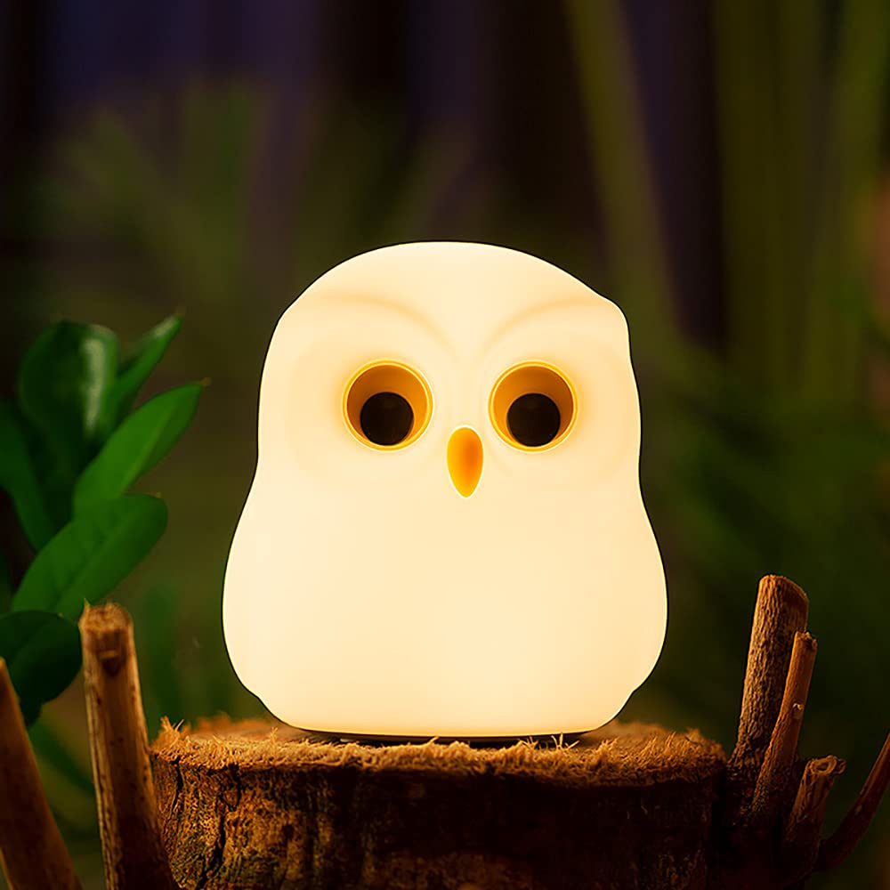 SAILINGFLO Cute Owl Kids Night Light, Birthday Gifts Room Decor Bedroom Decorations for Baby Child, LED Color Changing Soft Sili