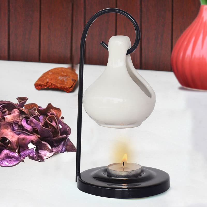 Pure Source India Ceramic Aroma Oil Diffuser Hanging Burner for Home Fragrance Decoration and Gifting, 4 x 8 Inch (Hanging - Off