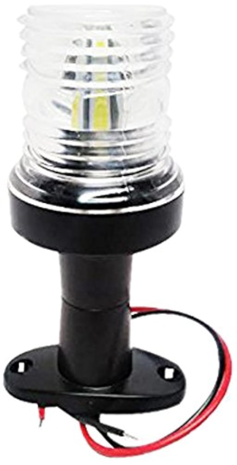 Pactrade Marine 12V Marine Boat Yacht Pontoon Navigation Anchor Light 360 Degrees All Around Nature White Led Splashproof Black Housing Uscg Certified Approved (Fixed Base (H=5.5&quot;))