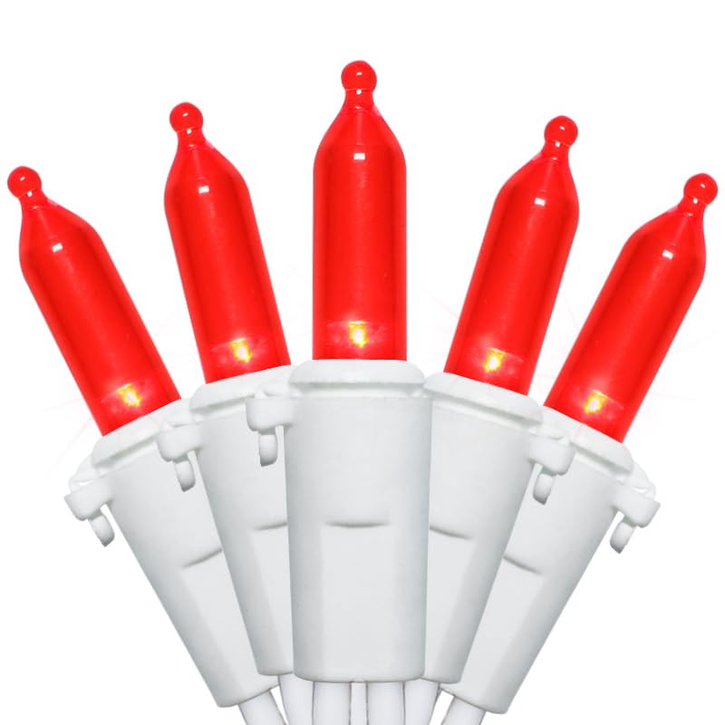 Red Led Christmas Lights - 100 Count Red Christmas String Lights For Tree  Party  Bedroom  Wedding  Indoor And Outdoor Valentines Day Decorations  33 Feet White Wire  Ul Certified  Connectable