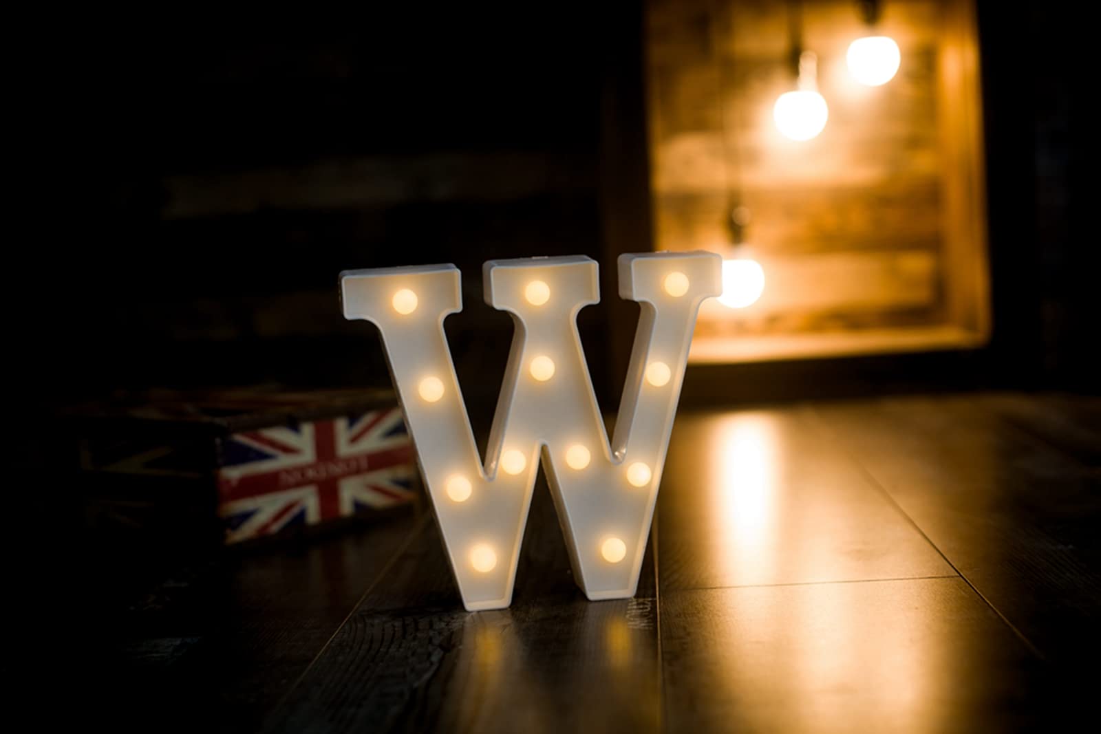 Foaky Led Letter Lights Sign Light Up Letters Sign For Night Light Wedding/Birthday Party Battery Powered Christmas Lamp Home Bar Decoration(W)