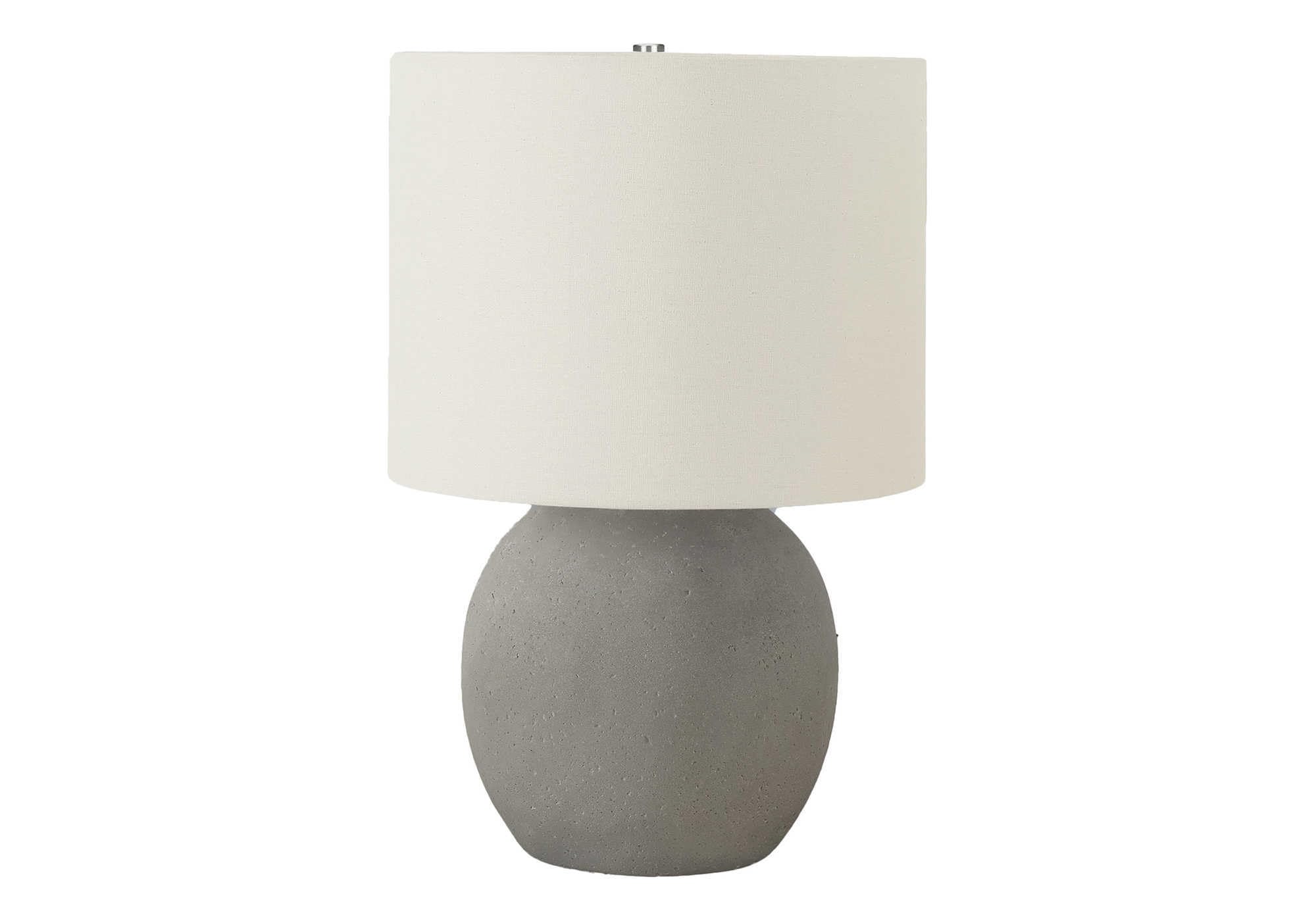 Monarch Specialties I 9626 Table Lamp, Grey Concrete, Ivory Shade, 13inL x 13inW x 20inH
