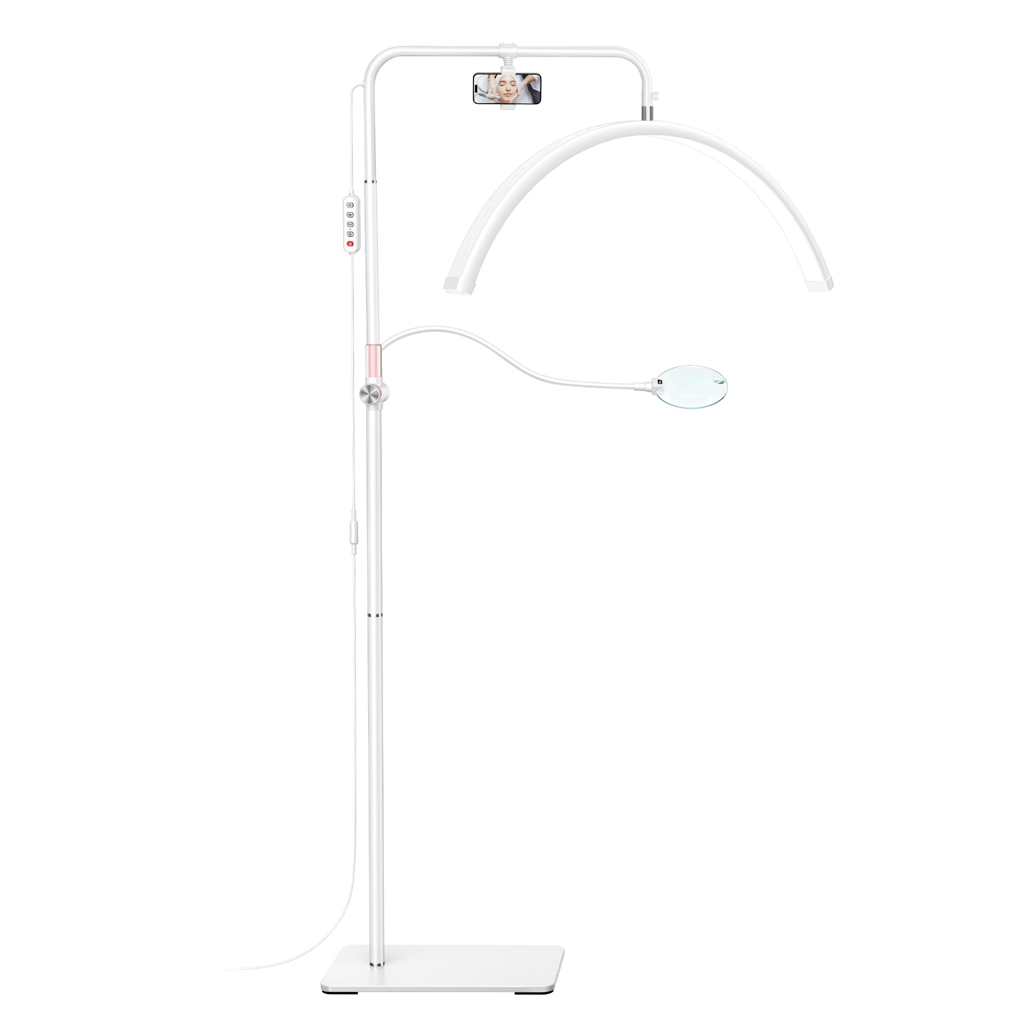 AURELLE 28-in Half Moon Lash Light - Lash Lamp with 4X Magnifier & Phone Holder,Esthetician Light for Eyelash Extensions,Nail Ar