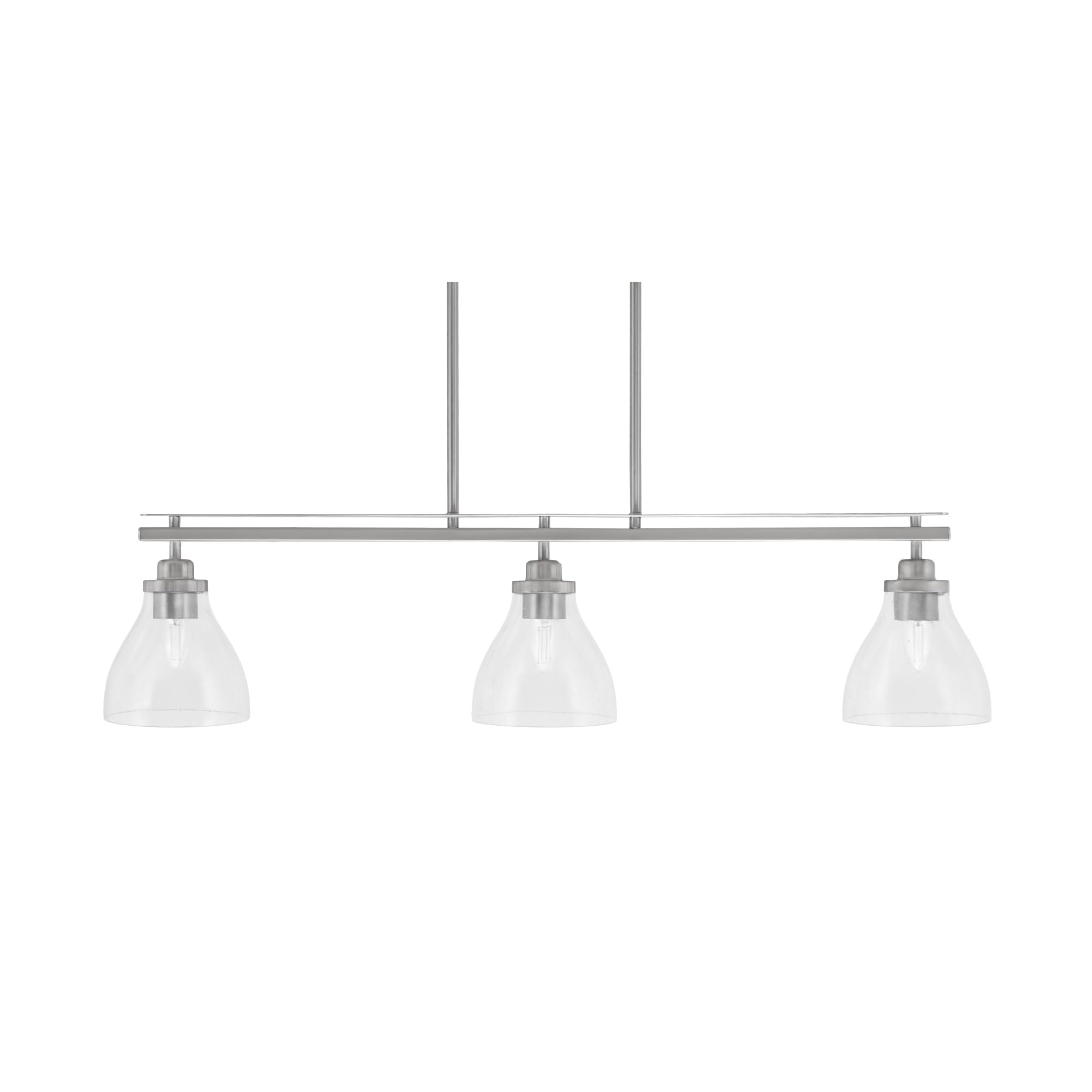 Toltec Lighting Odyssey 3 Light Island Light, Brushed Nickel Finish, 6.25in Clear Bubble Glass
