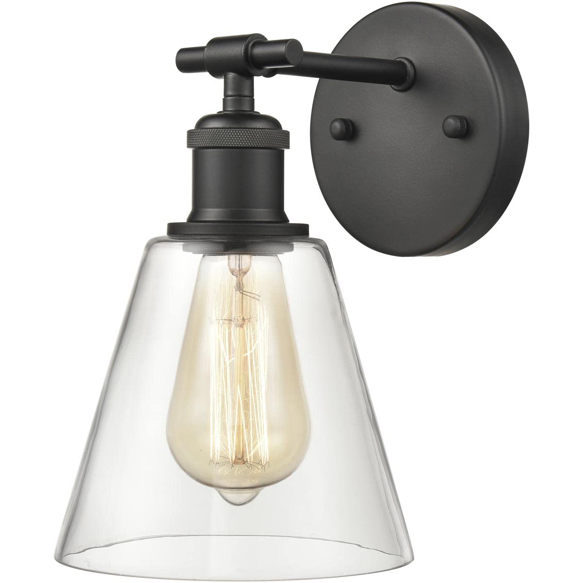 Elk Home 3-Light Scone Vanity Light, Matte Black Finish, Clear Glass, Transitional Style
