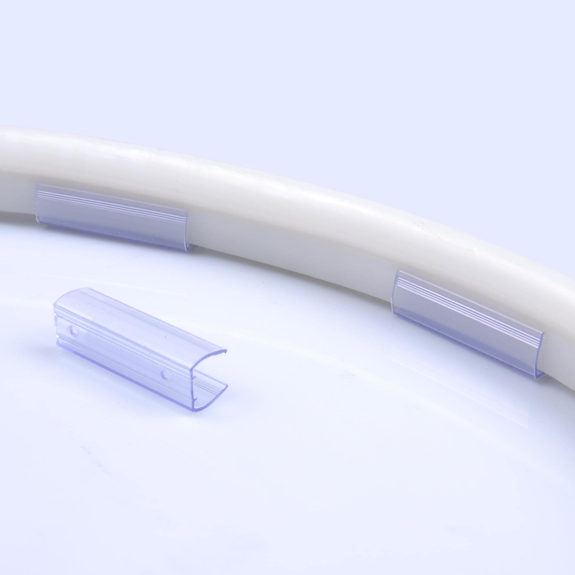 DELight 2in Channel Mounting Holder for 9/16in LED Neon Flex Strip Light, 100 Pack, Polyvinyl Chloride, Model 11DEL002-NMNT-5