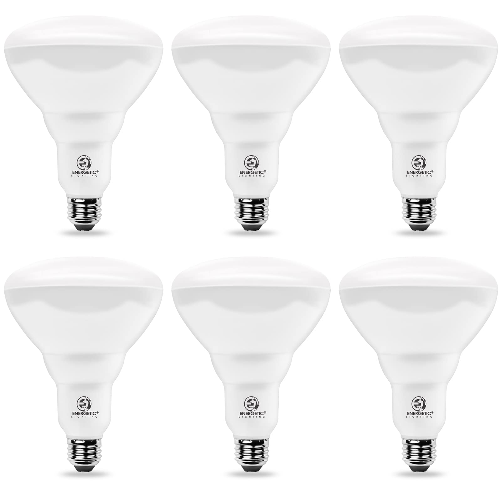 E ENERGETIC LIGHTING BR40 LED Light Bulbs, Dimmable, 5000K Daylight, 1600LM, E26 Base, 6 Pack