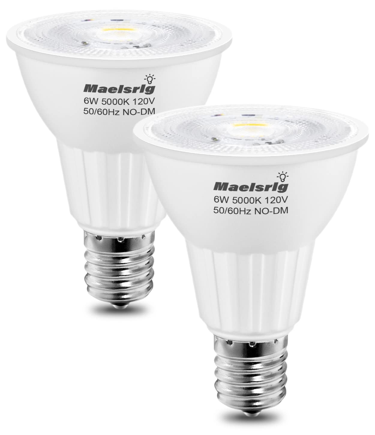 Maelsrlg E17 LED Bulb 6W, Daylight White 5000K, 600 Lumen, Intermediate Base, Pack of 2