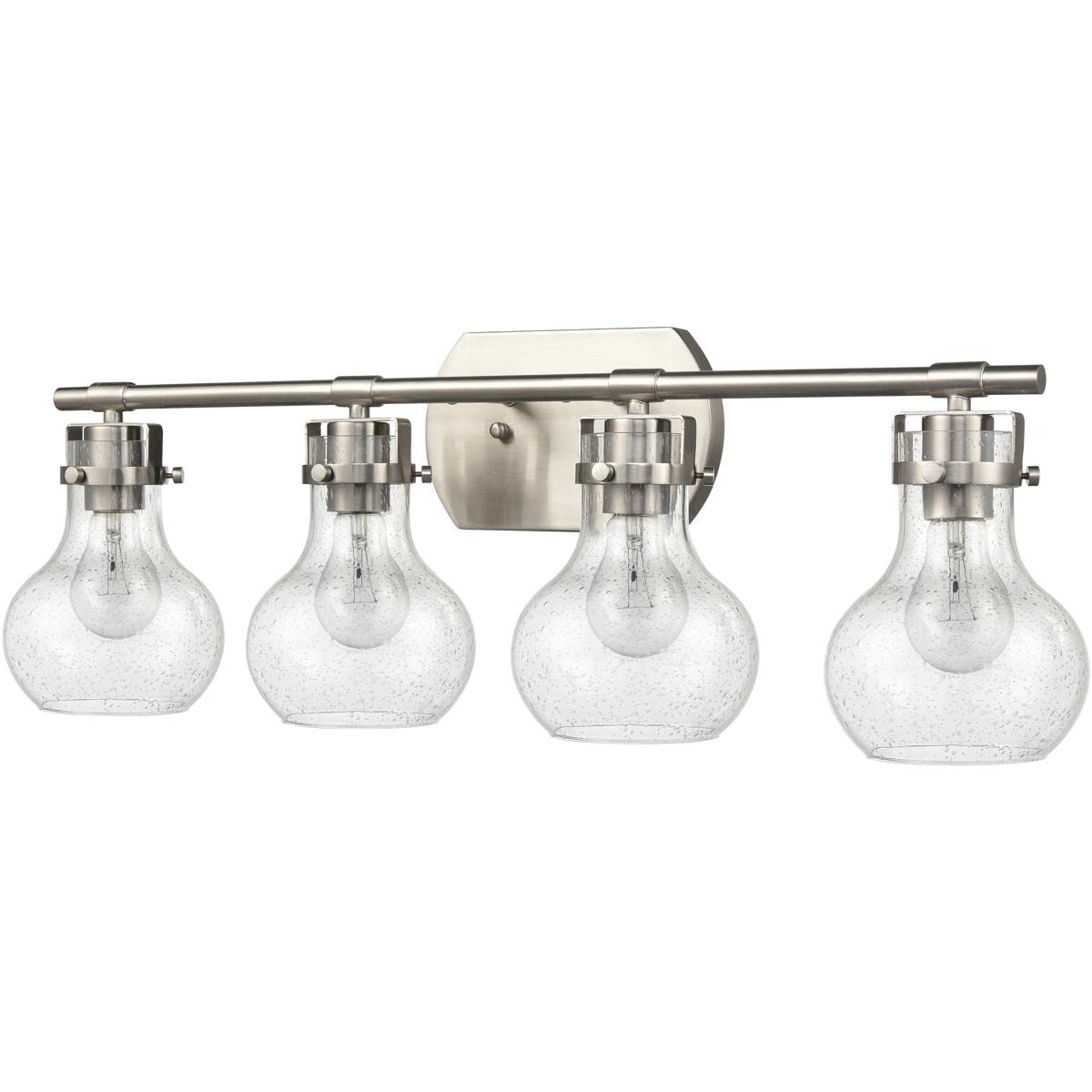 Elk Home Salamanca Satin Nickel 4-Light Vanity Light With Clear Seeded Glass, 29W X 7D X 9.