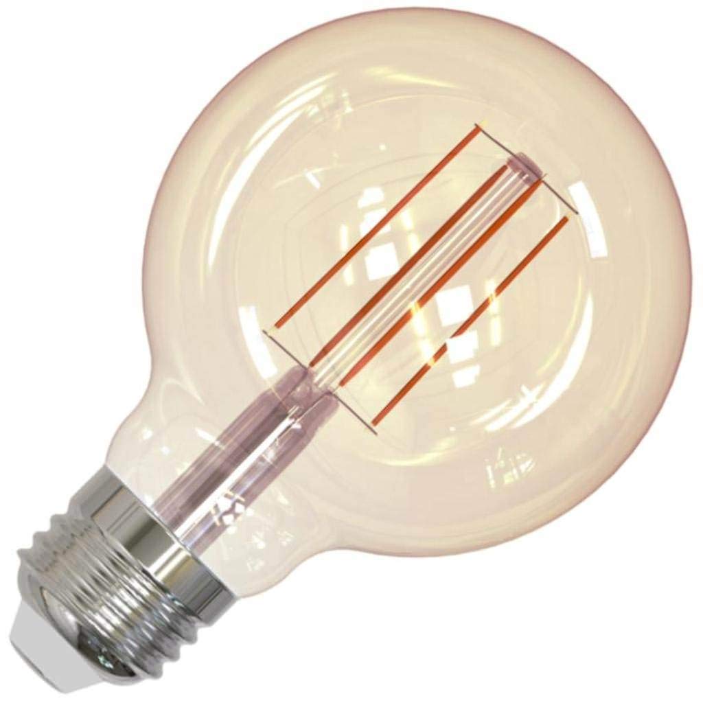 Bulbrite LED G25 Globe 5W 450 Lumens 3.15in Diameter Amber Vertical Filament Dimmable 2200K Medium Base 120V