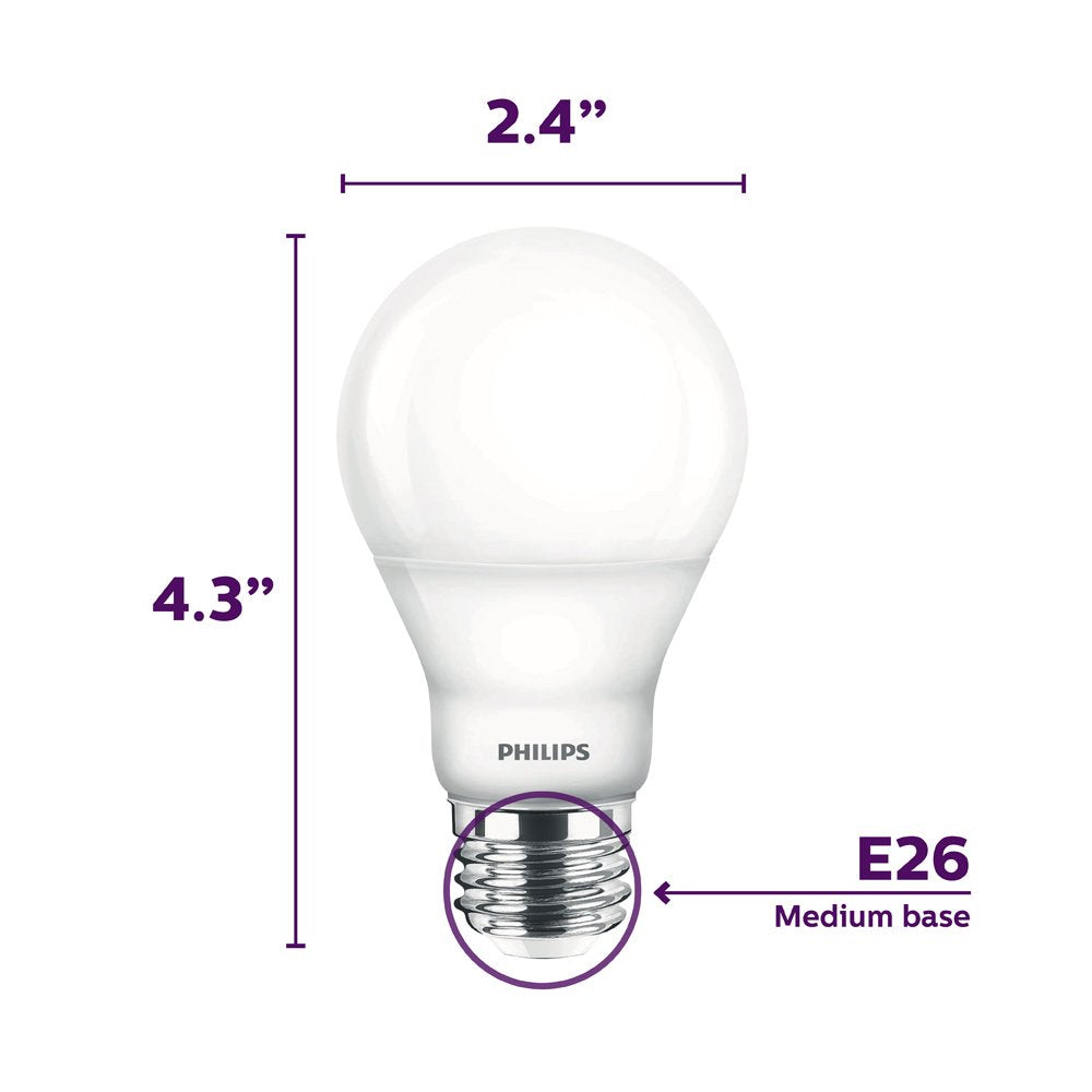 Philips Led 538322 Led Dimmable A19 Soft White Light Bulb With Warm Glow Effect: 800-Lumen, 2700-2200-Kelvin, 9.5-Watt, E26 Base