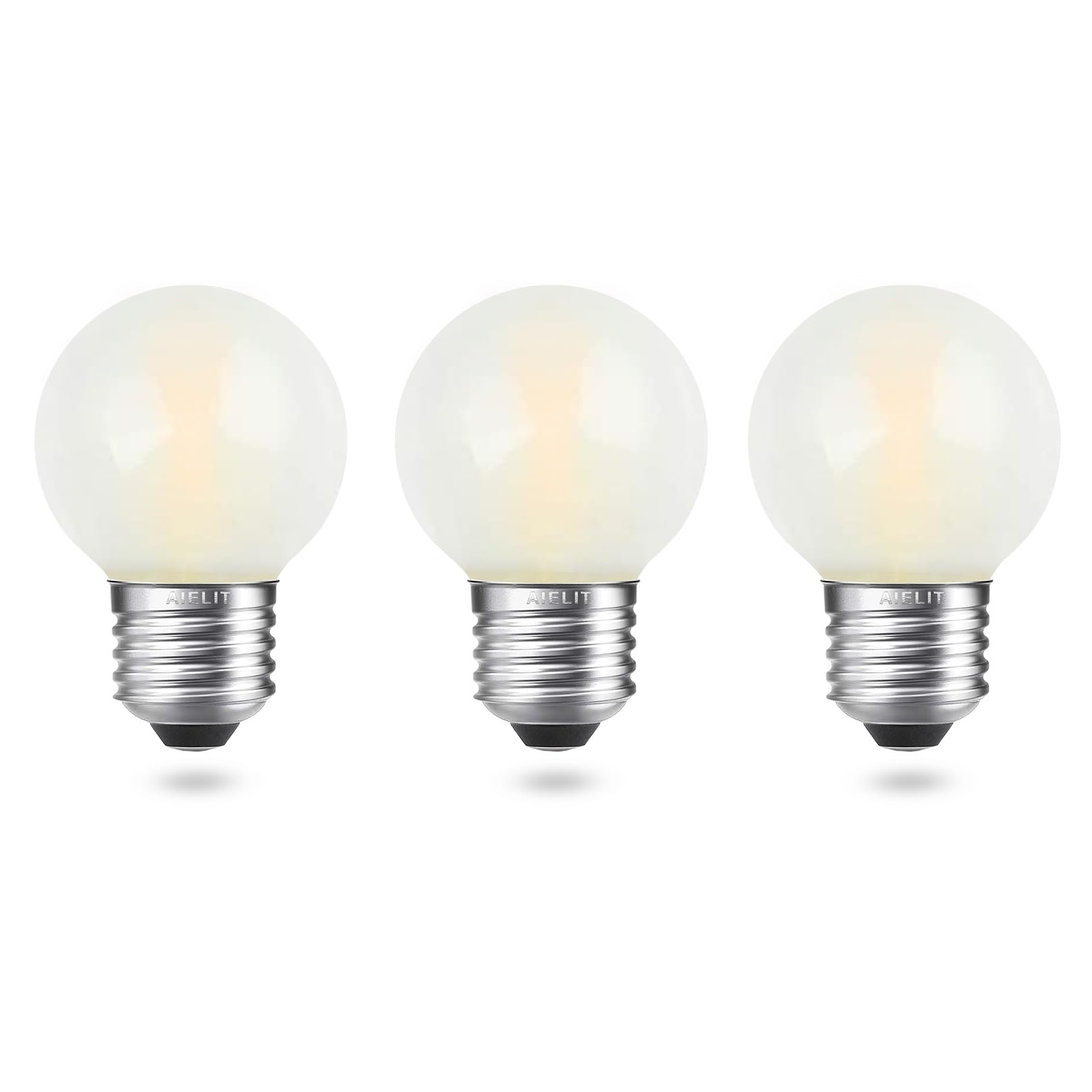 Aielit Dimmable 2 Watt Globe Frosted Led Light Bulbs 25W Equivalent, Soft White 3000K, A15/A50 Led Bulb, E26 Medium Base, Antiqu