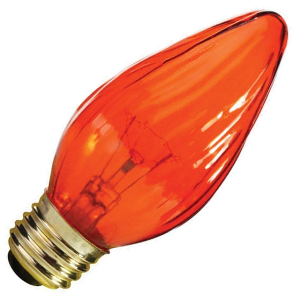 Satco F15 Light Bulb, 25W, Medium Base, Amber, Glass, 1 Count, Model S3366