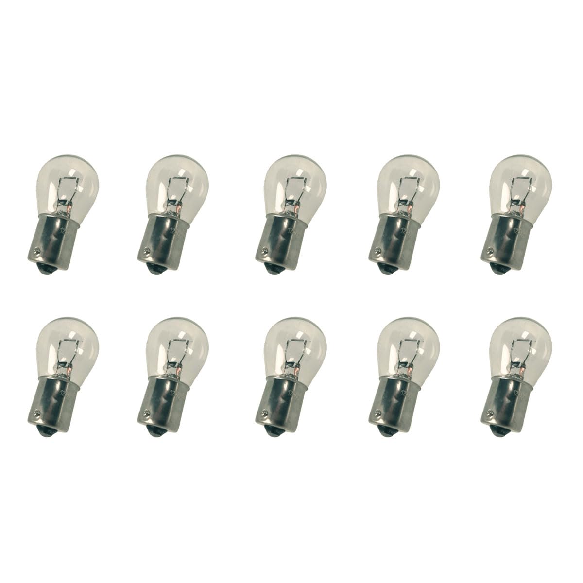 Carall 10 Pcs Car Halogen Bulbs S25 Py21W Bau15S 12V 21W Single Filament Bent Pins Clear, For Headlight Car Bulbs, Beam Low/High