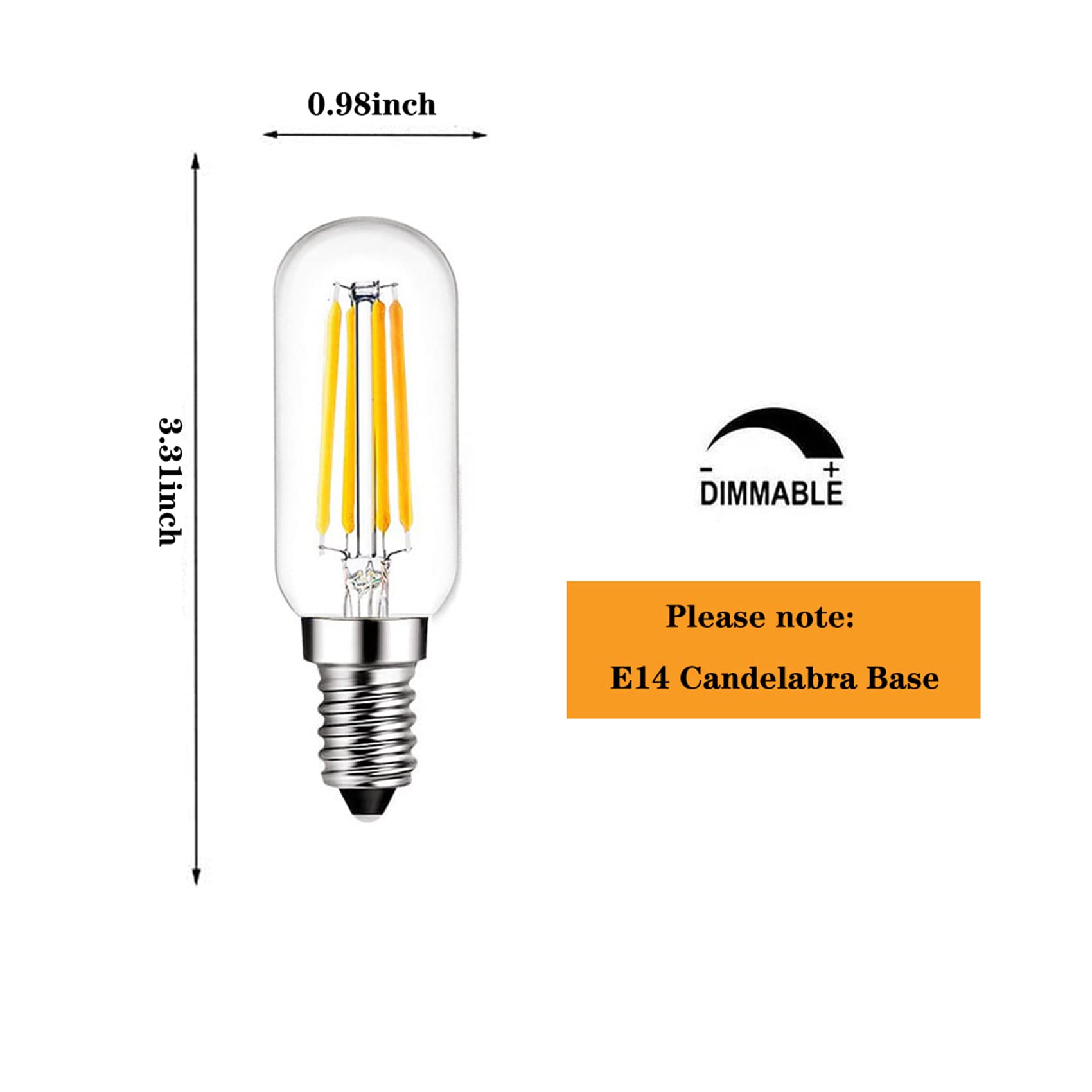 E14 Led Bulb Dimmable European Base E14 Led 40W 400Lm E14 Led Dimmable Candelabra Soft White 3000K, Vintage 4W E14 Led Edison Li