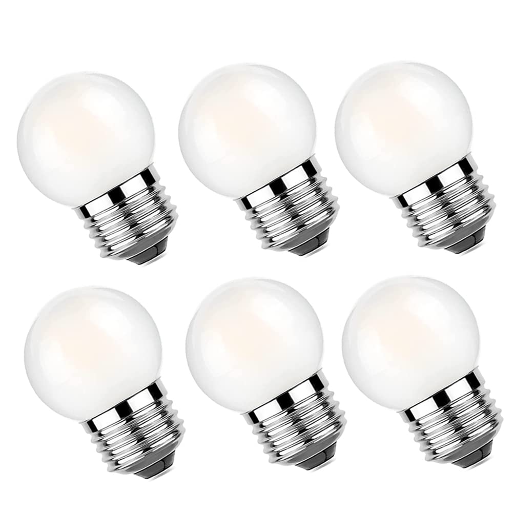LDCHIUEN G40 LED Light Bulbs 1.5W Soft Warm White 2700K E26 Standard Base Frosted 6 Count Pack