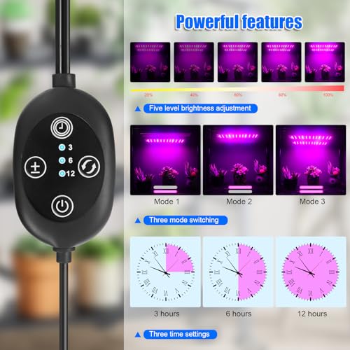 Grow Lights For Indoor Plants, Usb Led Grow Lamp, Waterproof Grow Light With 3/6/12H Timer Switch For Indoor Plants Seeding Veg Flower Growing Lamp