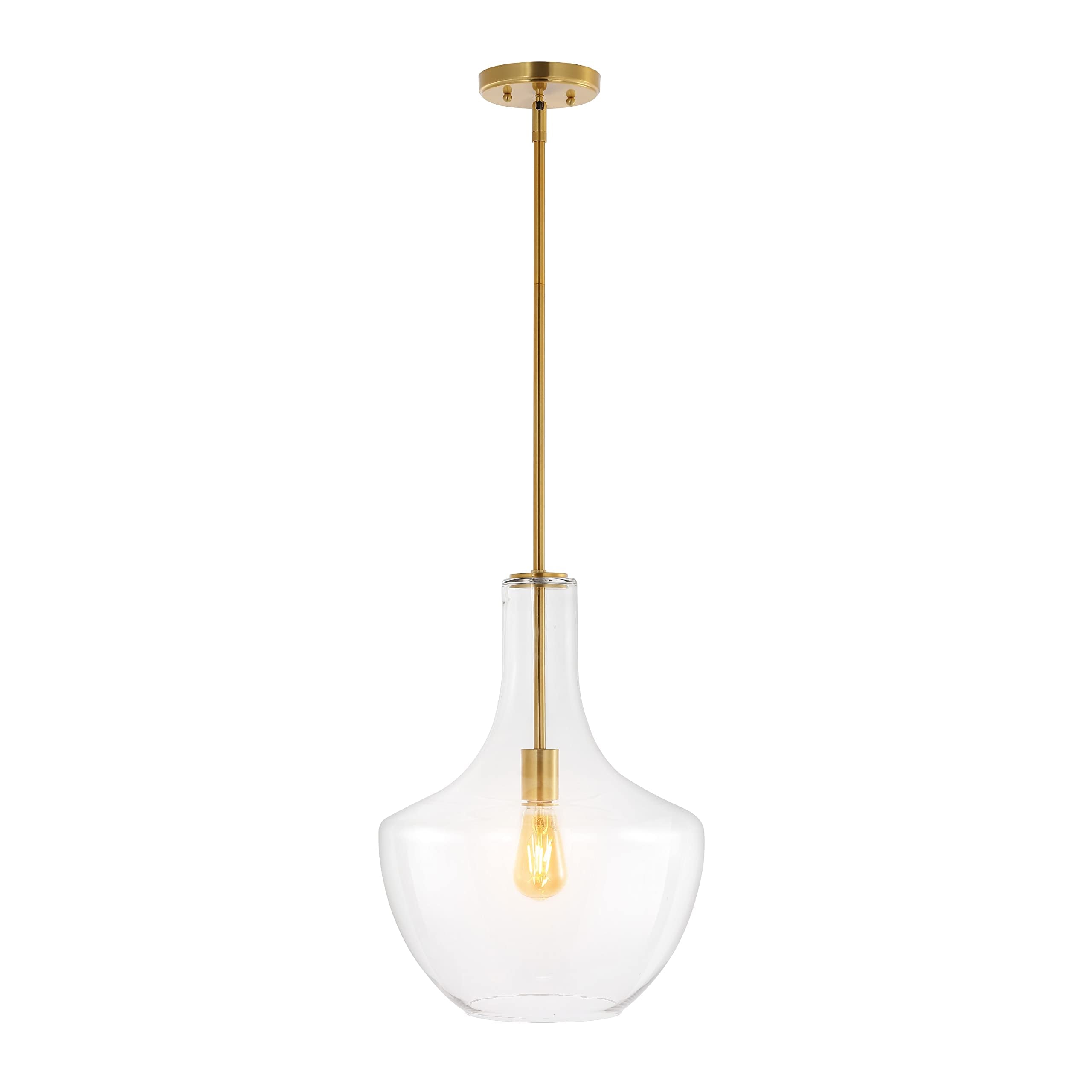 JONATHAN Y JYL6401C Watts 13.25'' 1-Light Mid-Century Modern Iron/Glass LED Pendant Contemporary, Coastal, Vintage Bedroom Livin