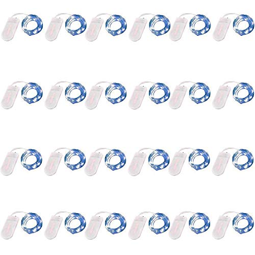 NiniTe LIGHTS 24 Pack Battery Operated Fairy Lights, 6.6ft, 20 LED, Copper Wire, Blue