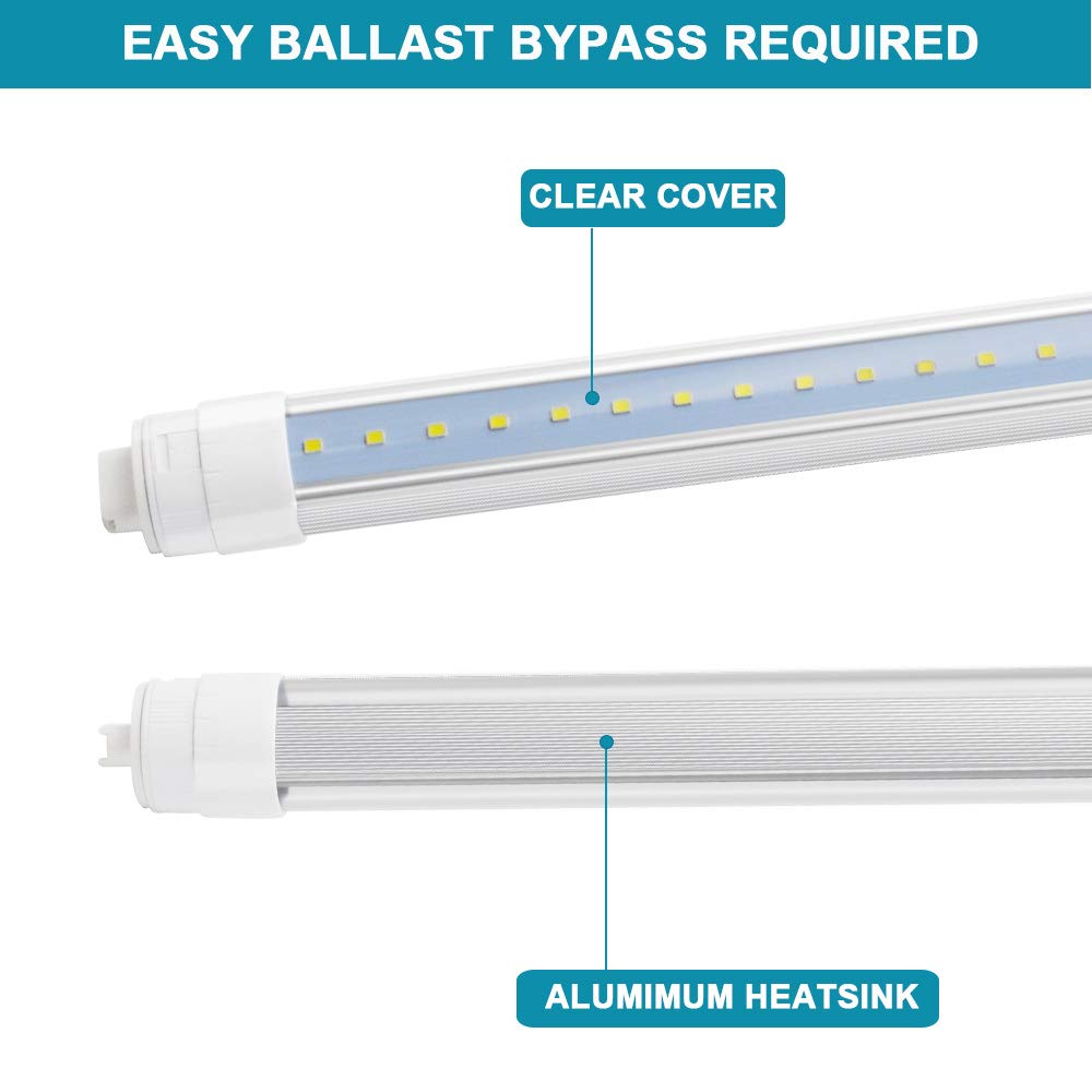 Jesled 360 Degree T8 T10 T12 4Ft 28W R17D/Ho Base, Led Outdoor Tubes For Double Sided Signs 6000K Cool White Clear Cover (4-Pack