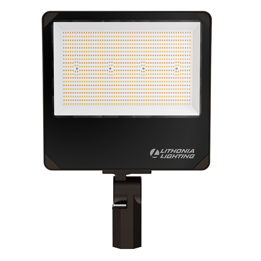 Lithonia Lighting LED Outdoor Floodlight, Adjustable Lumens, Dusk-to-Dawn, 8.85"W x 7.97"L x 3.04"H, Switchable White, Model