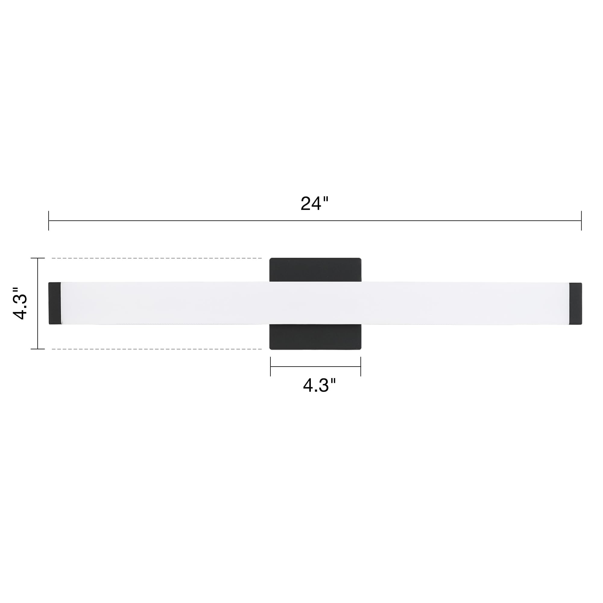 YHTlaeh Bathroom Vanity Light LED 24 inch 14W 4000K Matte Black Square Wall Fixture Model 7610