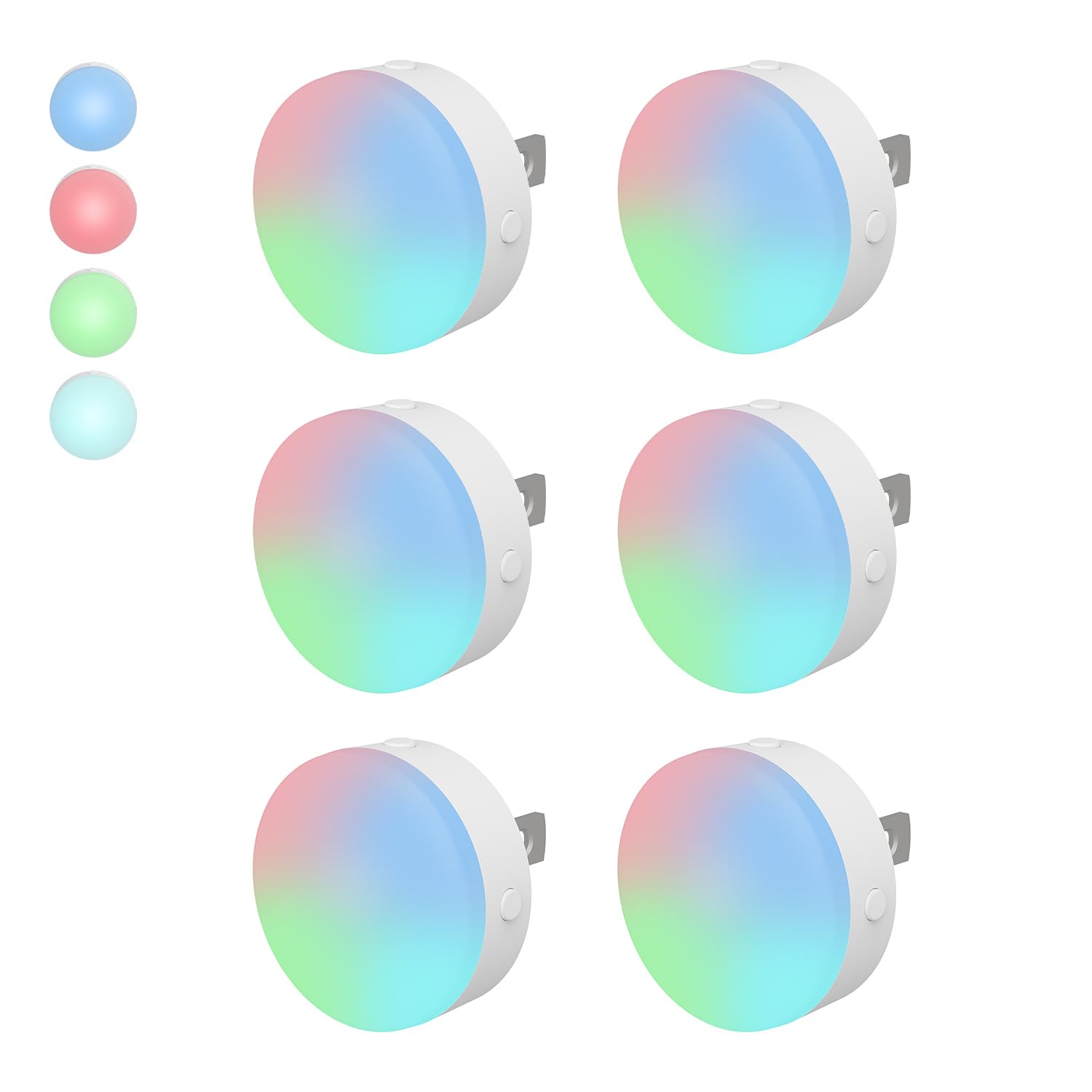 junlit Mini Plug in Night Light, Dusk to Dawn Sensor, 4-Color, LED Toilet Night Lights, Dimmable Color Changing, for Kids Breast
