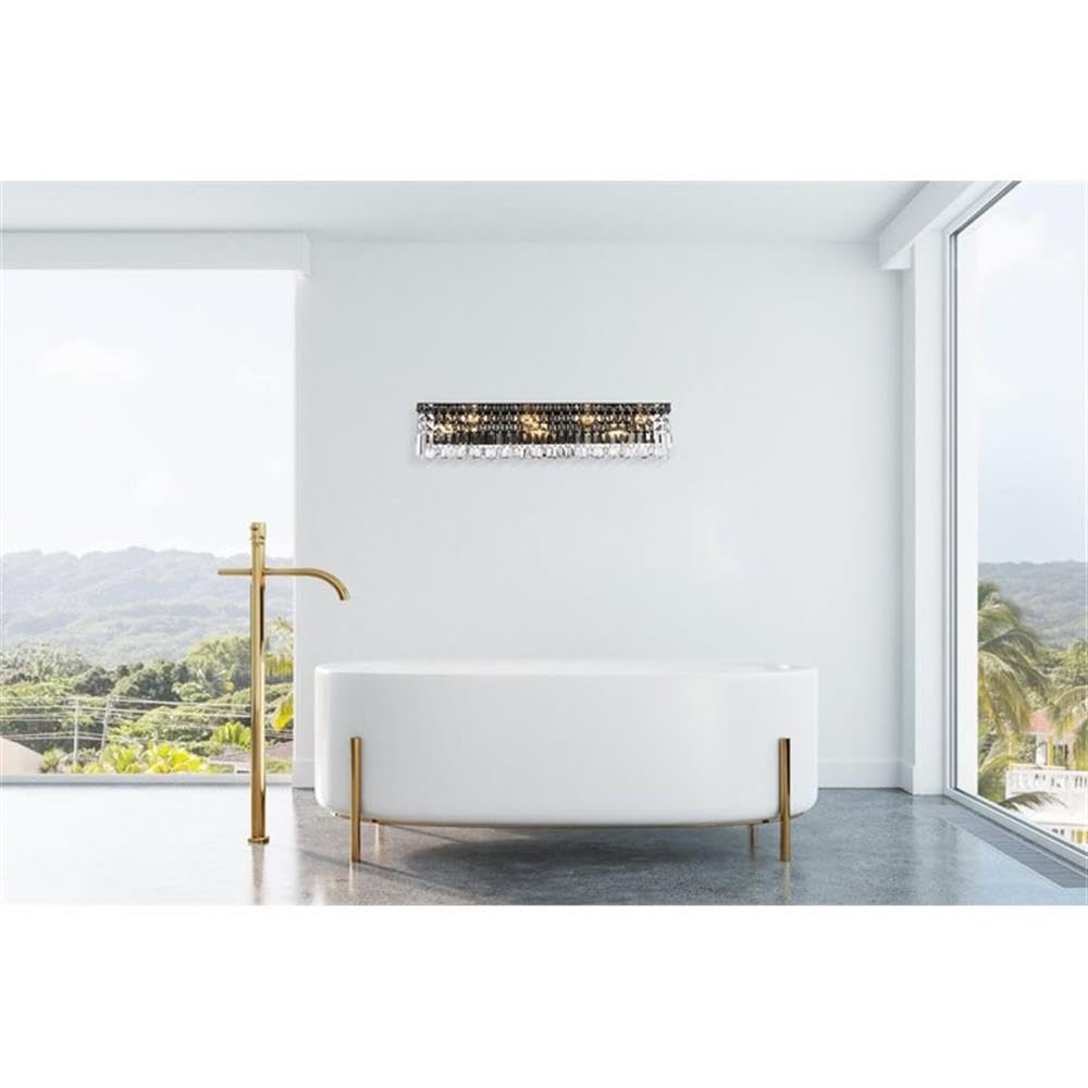 Elegant Lighting Maxime 30" Metal And Crystal Wall Sconce In Black