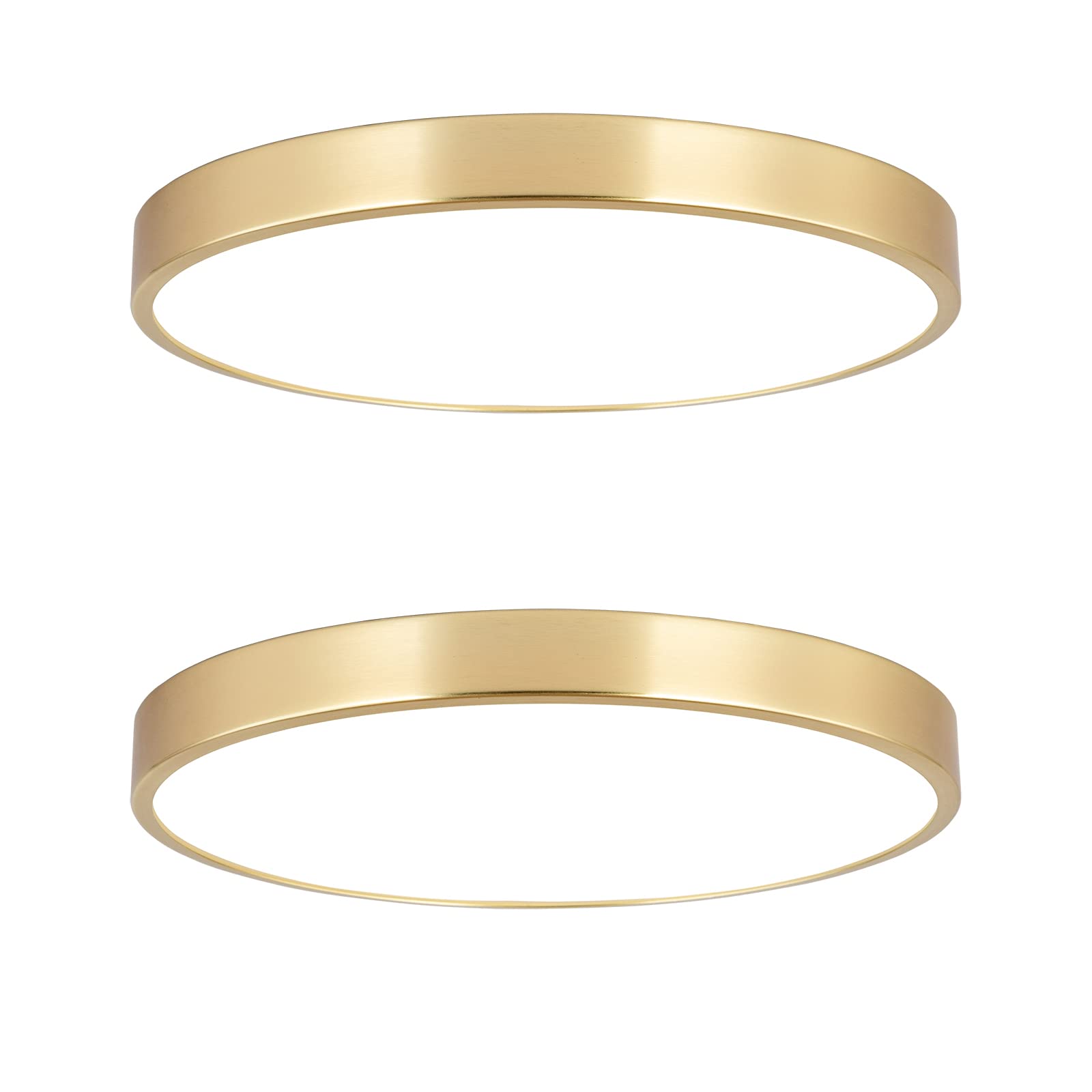 SOTTAE 2 Pack 12 Inch Brushed Gold Metal Flush Mount LED Ceiling Light,3000K-5000K 20W Thin Round Ceiling Lamp,Modern Low Profil