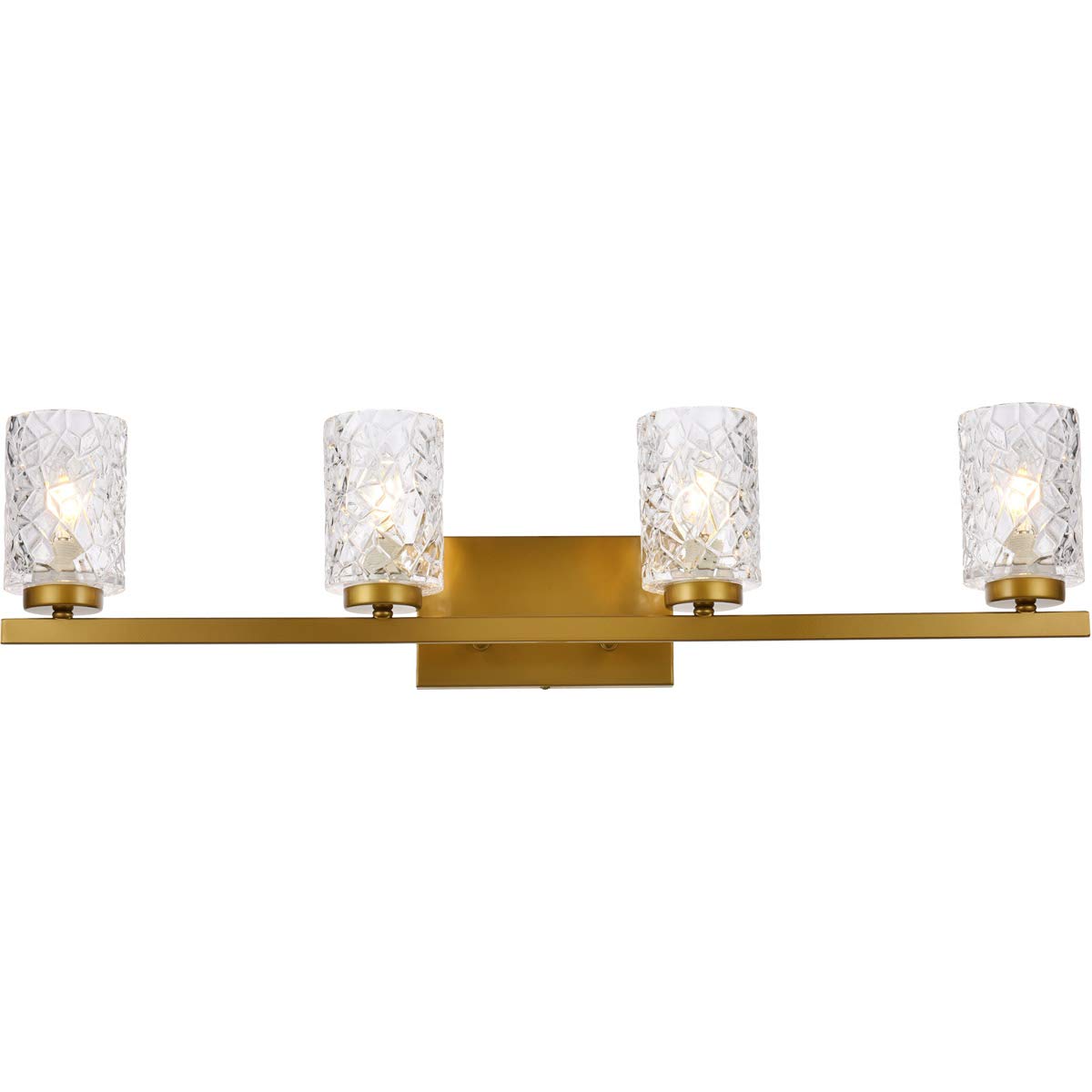 Living District Indoor Modern Home Decorative Bright Ceiling Cassie 4 Lights Bath Sconce in Brass with Clear Shade
