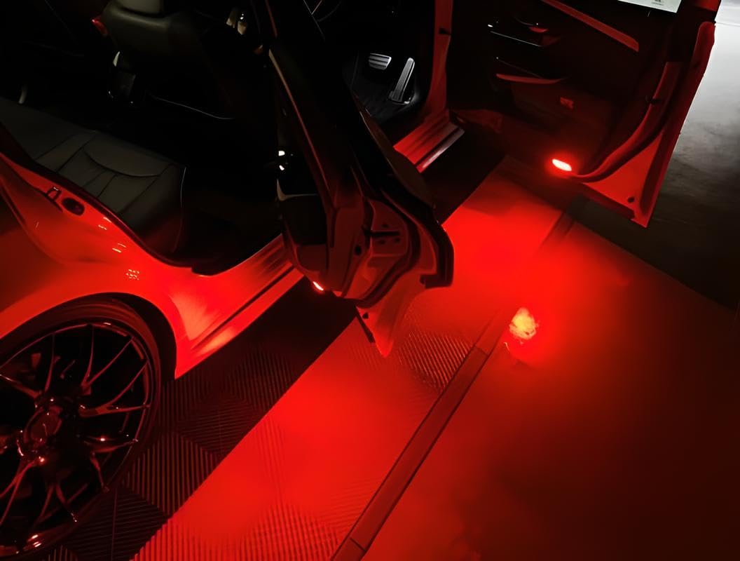 iJDMTOY LED Side Door Courtesy Light Assy, Red LED, Compatible with Lexus & Toyota Models, Dark Red Lens