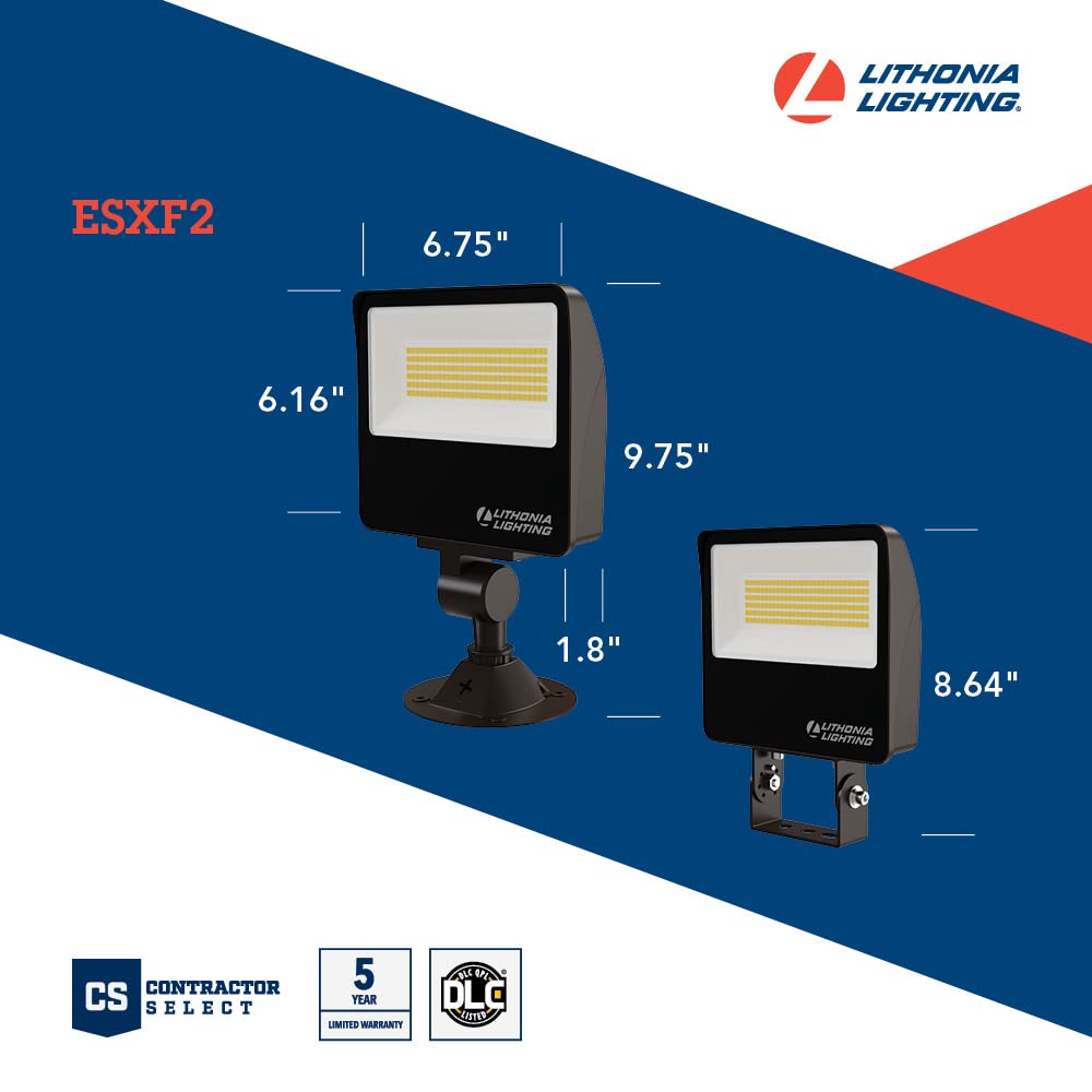 Lithonia Lighting Outdoor LED Floodlight, 3000K/4000K/5000K Switchable, Adjustable Lumen, Bronze, 6.75", Model ESXF2 ALO SW