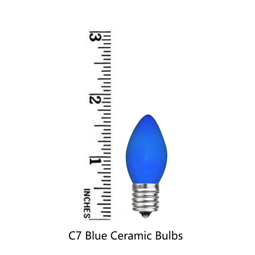 Goothy 25 Pack C7 Blue Christmas Replacement Light Bulbs, C7 Blue Incandescent Light Bulbs For Christmas Outdoor Patio Indoor St