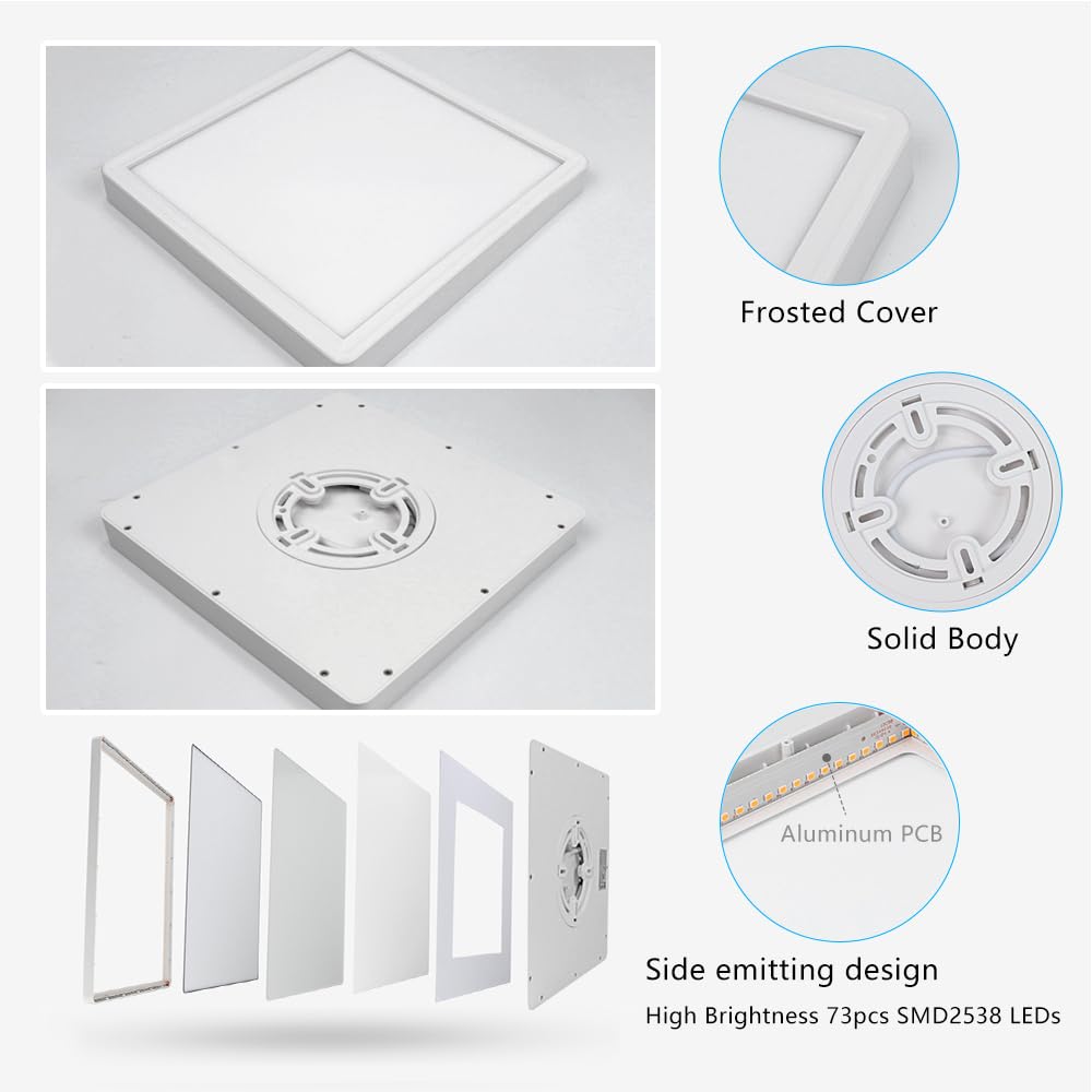 9Inch 18W Square Led Ceiling Light Fixtures Flush Mount  4000K Natural White Led Ceiling Lamp  Surface Mount Modern Ceiling Lights  Slim Flat Panel Lighting For Bedroom  Kitchen  Bathroom Etc.