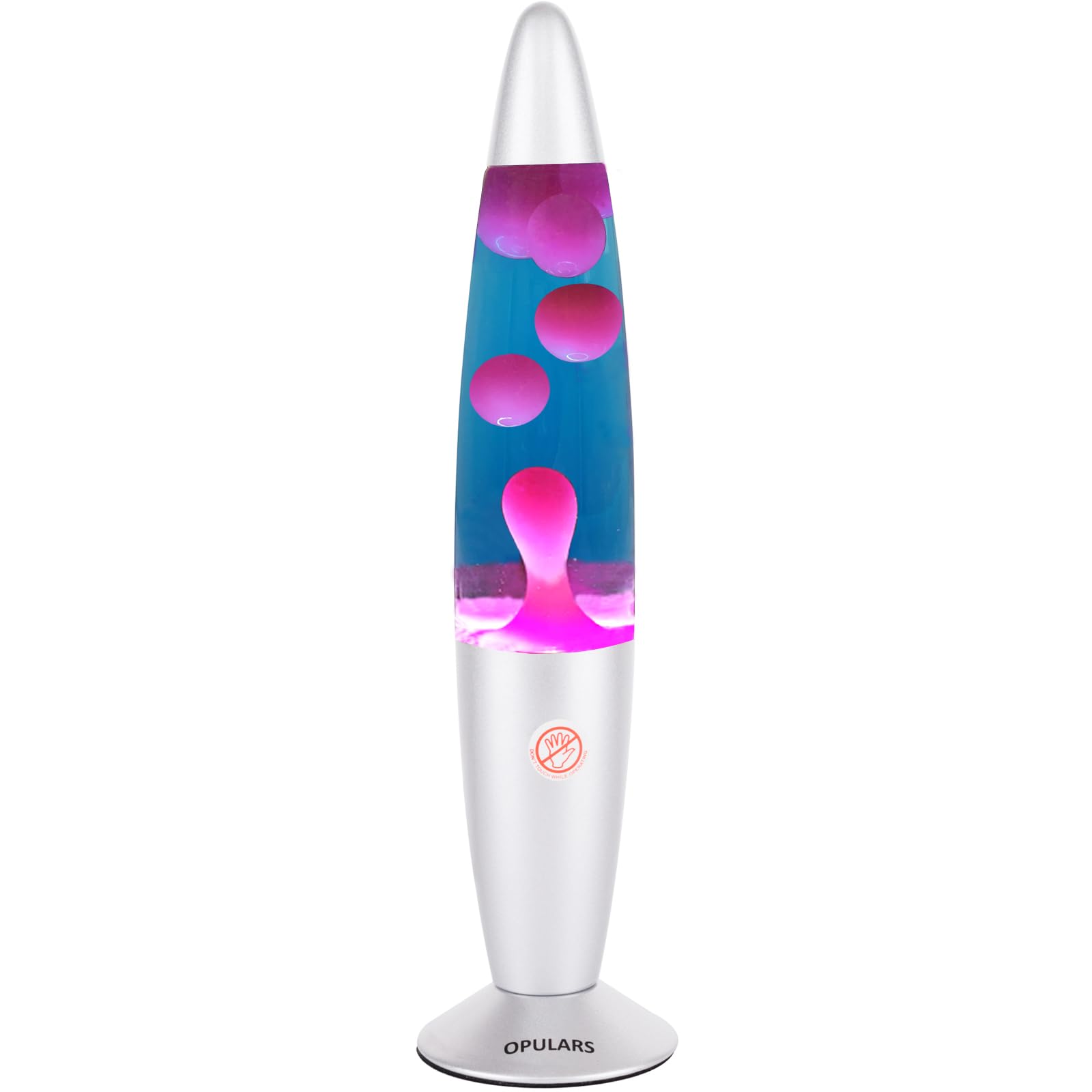 OPULARS Magma Lamp Motion Lamps for Adults Kids and Kids, Silver Base Lamp 13.5-inch with Orange Wax in Purple Liquid,Christmas