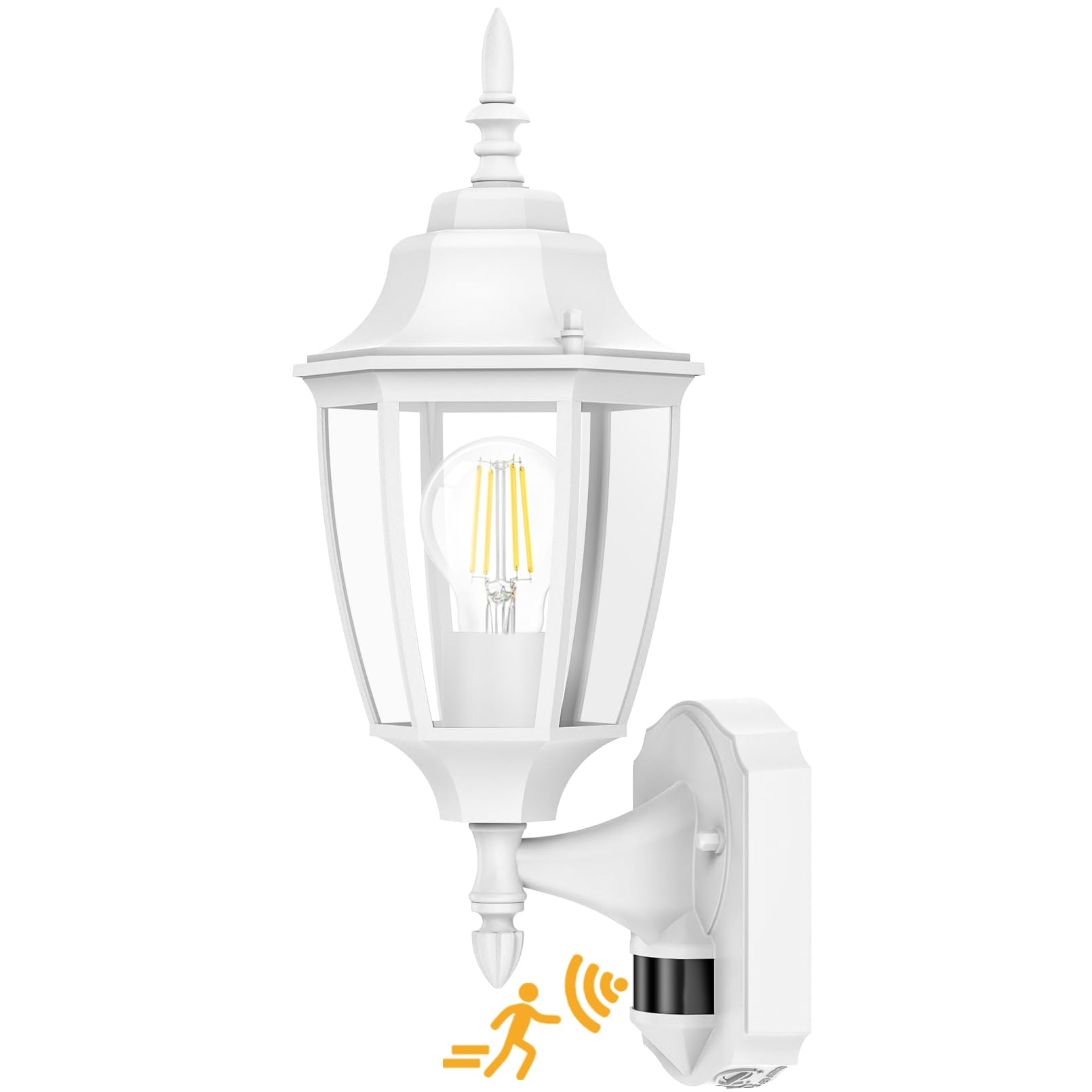Lamomo Outdoor Wall Sconce, Dusk to Dawn Motion Sensor Light Fixtures, Exterior Aluminum Waterproof White Porch Lights for Patio
