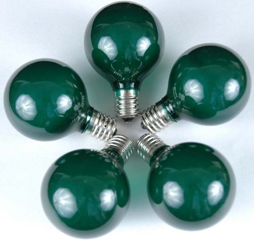 Novelty Lights G50 Globe Replacement Bulbs - 7W E17 Intermediate Base - Green - 25 Pack - Glass for Outdoor Events and Patios