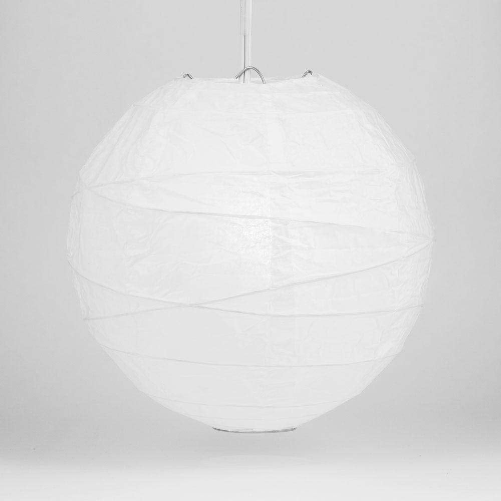 Paperlanternstore.Com 16 Inch White Round Paper Lantern, Crisscross Ribbing, Hanging Decoration