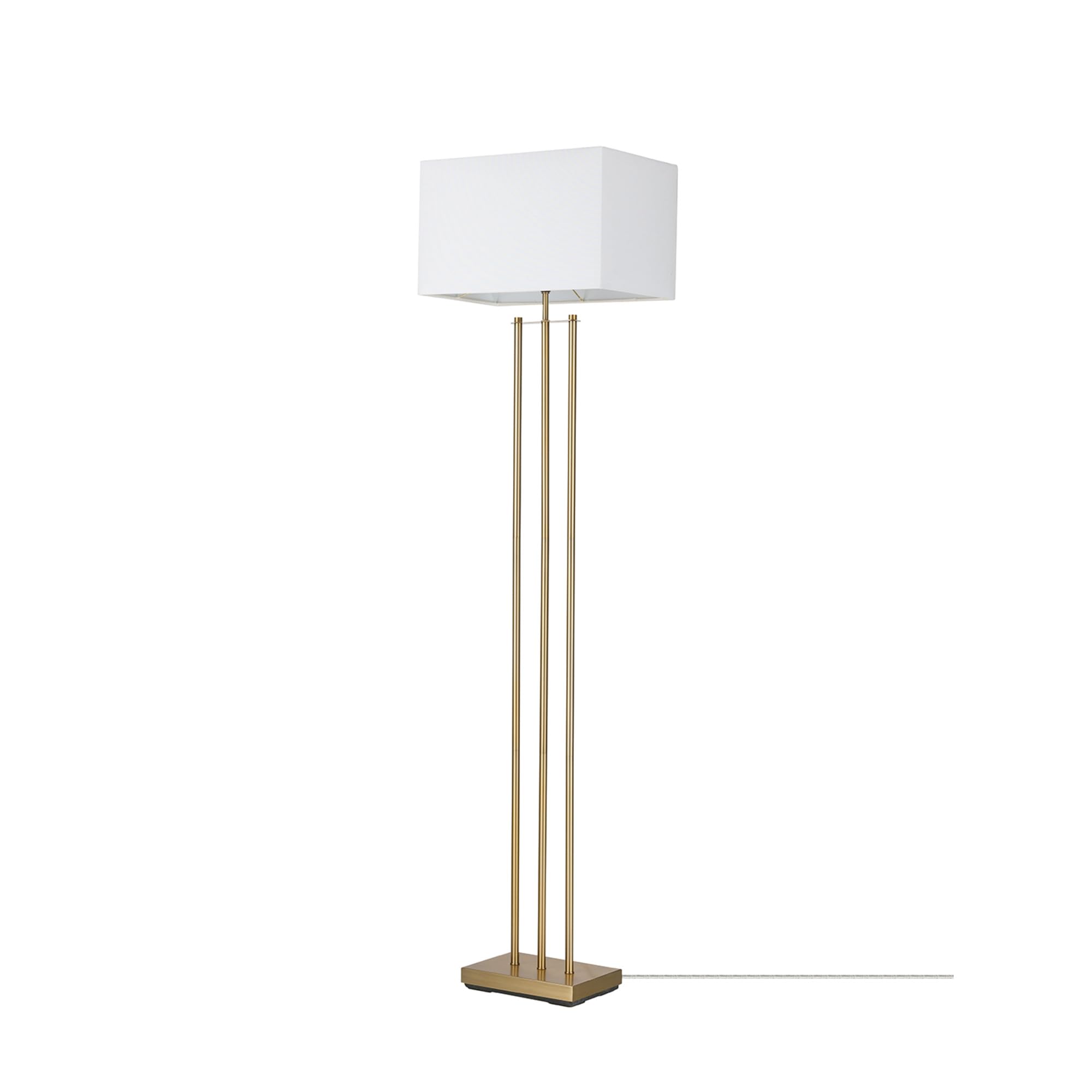 Globe Electric x Novogratz 67775 62 Floor Lamp, Matte Brass, White Linen Shade, Rotary Switch on Socket, Minimalist Lighting for