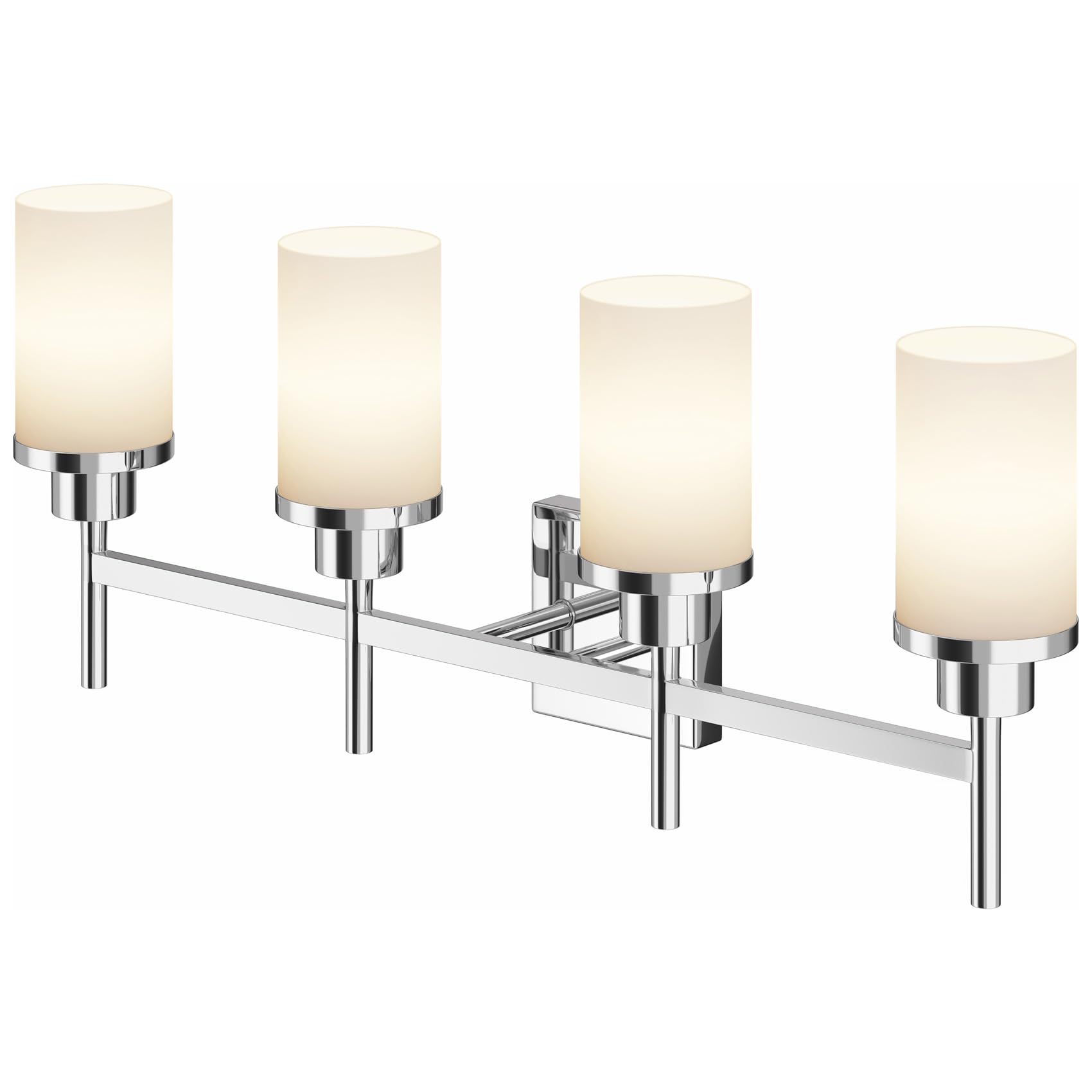 Aoneon 4-Light Vanity Lighting Fixtures With White Frosted Glass Shade  Polished Chrome Bathroom Wall Lamps Over Mirror For Bath Restroom Kitchen T001Ch-L4