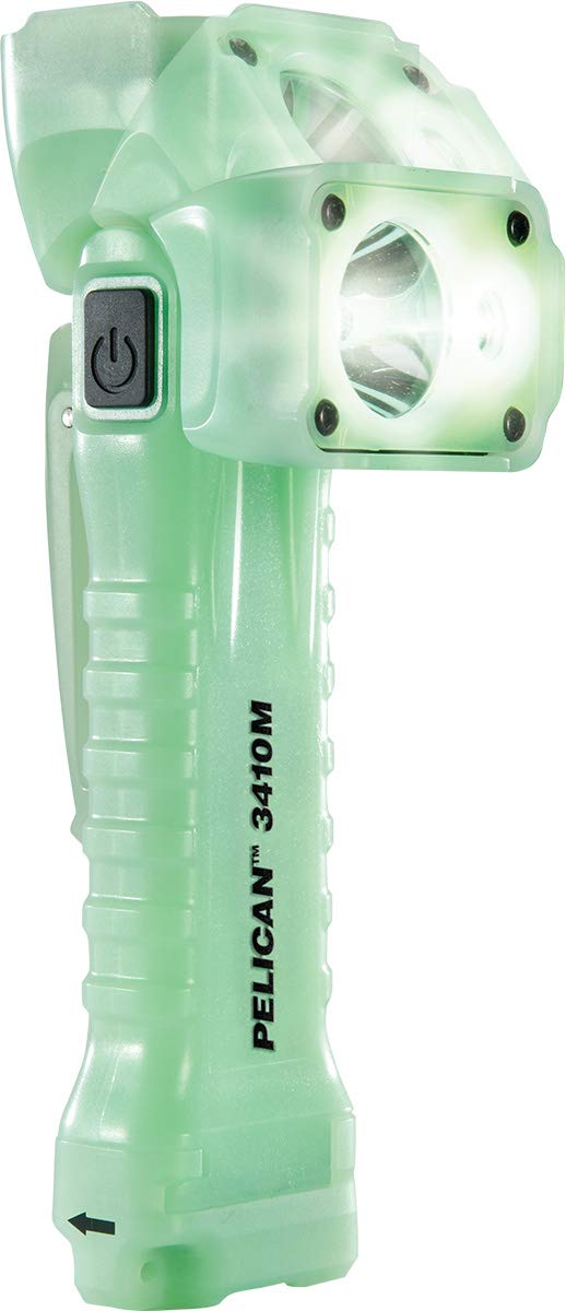 Pelican 3410 Right Angle LED Flashlight, Magnetic Clip, One Size, Photo Luminescent Body, Model 034100-0301-247