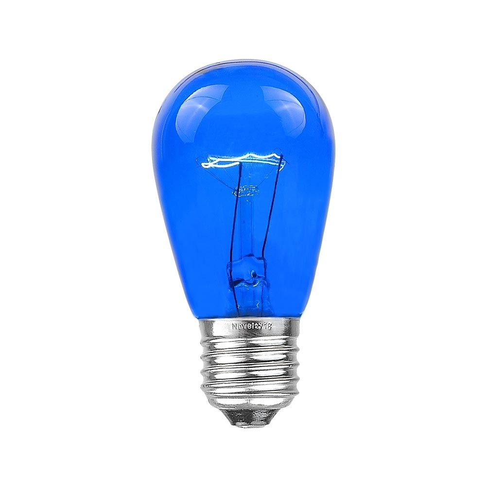 Novelty Lights 25 Pack S14 Outdoor Patio Edison Replacement Bulbs, E27 Medium Base, Blue, 11 Watt
