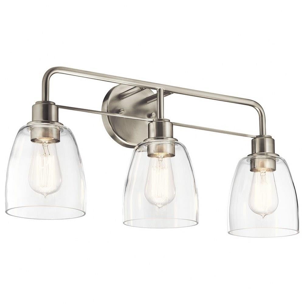 Kichler, Meller 24.25 Inch 3 Light Vanity Light with Clear Glass in Brushed Nickel, 55102NI