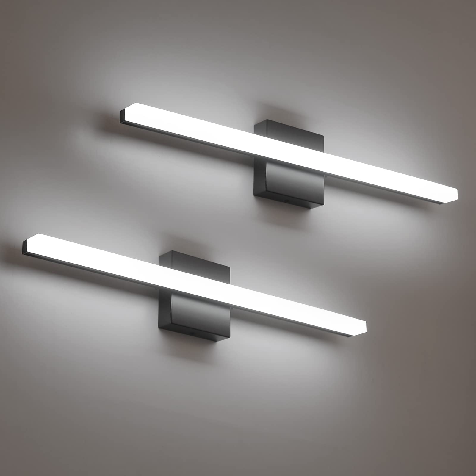 Combuh Bathroom Light Fixtures Black Vanity Lights 24 Inch 14W Set of 2 IP44 Wall Sconces 6000K
