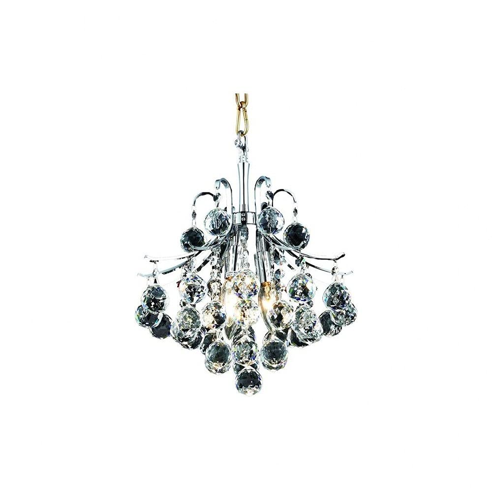 Elegant Lighting Home Decorative Toureg 3-Light Chrome Pendant Lamp with Royal Cut Clear Crystal, 12 Dia x 12 H