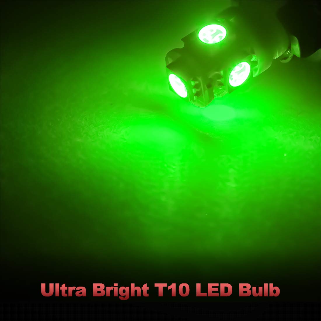 Yorkim T10 LED Bulbs Green Super Bright 168 LED Model YK3066, Pack of 10 for Car Interior Dome Map Door Courtesy License Plate Lights