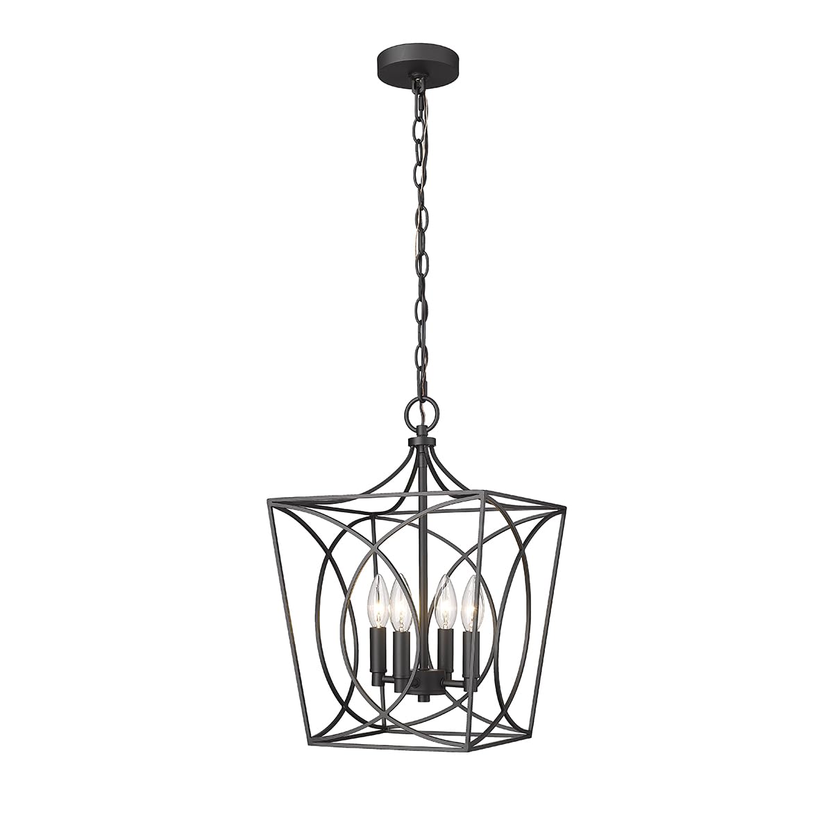 ML Lighting Tracy - 4 Light Pendant-16.3 Inches Tall and 12 Inches Wide-Matte Black Finish -Traditional Installation
